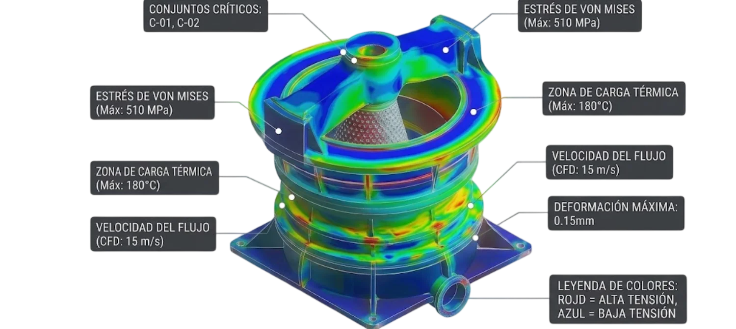 Simulación FEM de un componente industrial